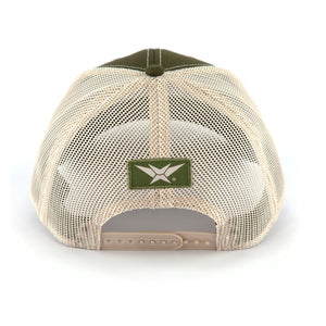 VEXUS® Olive / Stone Mesh Leather Patch Hat