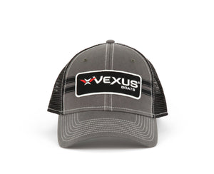 VEXUS® Grey/Black Mesh Stripe Patch Logo Hat