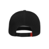 Back view of Vexus Black Performance Flat Bill with perforated panels and adjustable snapback