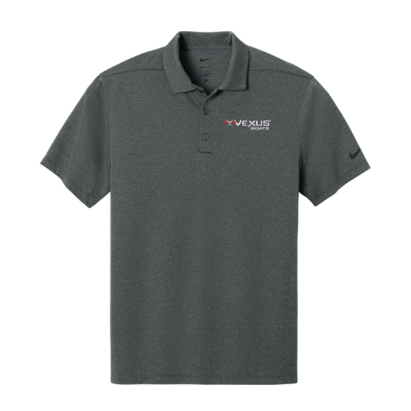 Vexus Boats Nike Dri-FIT Polo in Anthracite Heather, front view, left-chest embroidered Vexus Boats logo