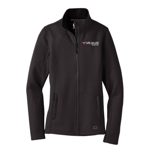 Vexus Boats Women’s OGIO Fleece Jacket in Blacktop, front view, left-chest embroidered Vexus Boats logo
