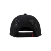 Rear view of Black Performance Flat Bill with perforated panels and adjustable snapback closure
