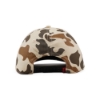 Rear view of Duck Camo Hat with tan, brown and olive camouflage pattern and adjustable snapback closure