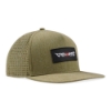 Opposite angled view of Olive Performance Hat with Vexus logo patch and flat bill
