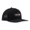 Opposite angled view of Black Performance Cap with Vexus logo patch and curved bill